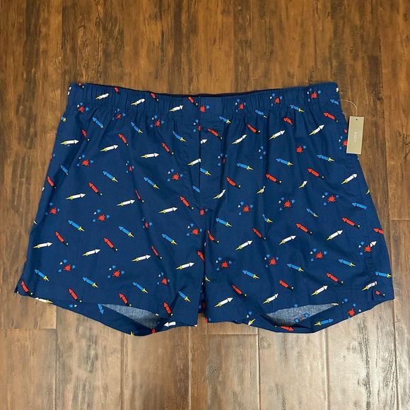 NWT J. CREW Mens Fireworks Printed Boxer Shorts in Dark Blue #AP860 - Picture 1 of 8